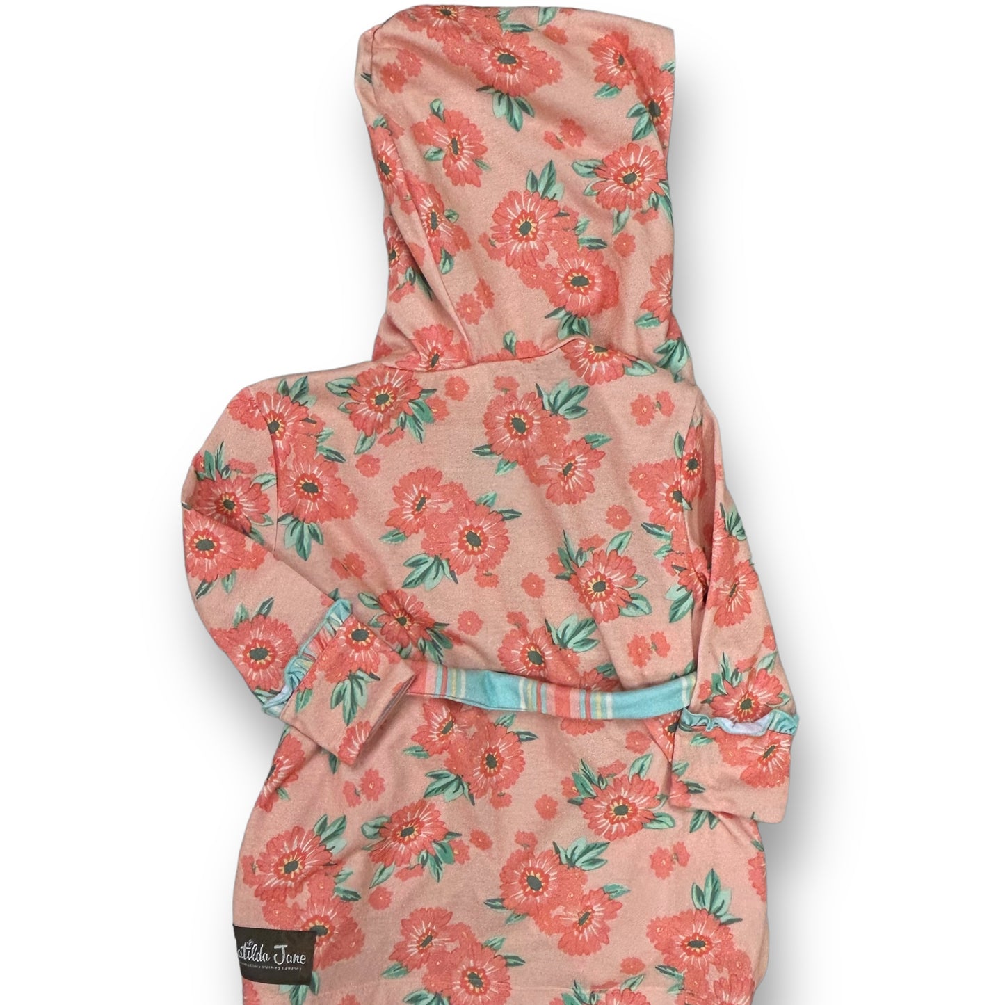 Matilda Jane Robe Girls Size 2T Peach Floral Print Sleepwear with Belt and Hood
