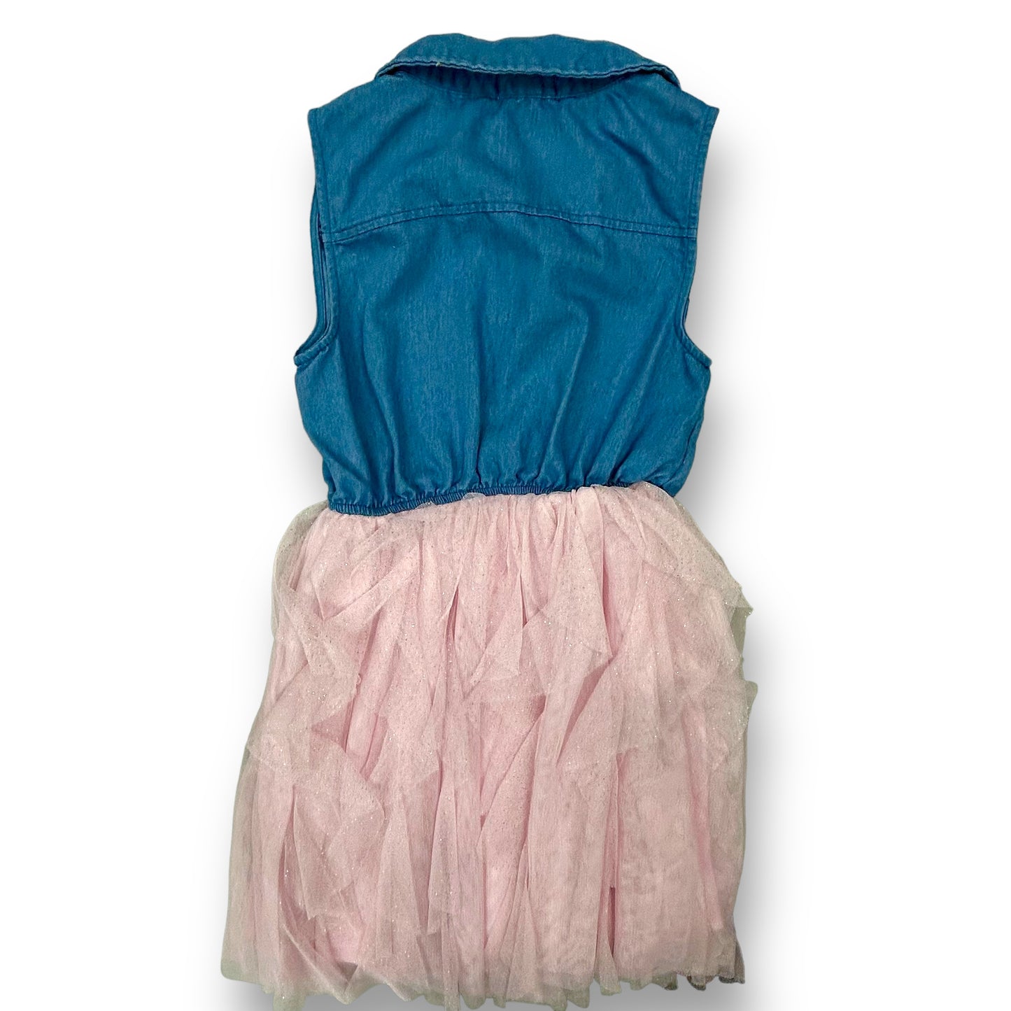Girls Youth Size 10 Dress Btween Denim Blue & Pink Sleeveless Tutu Dress