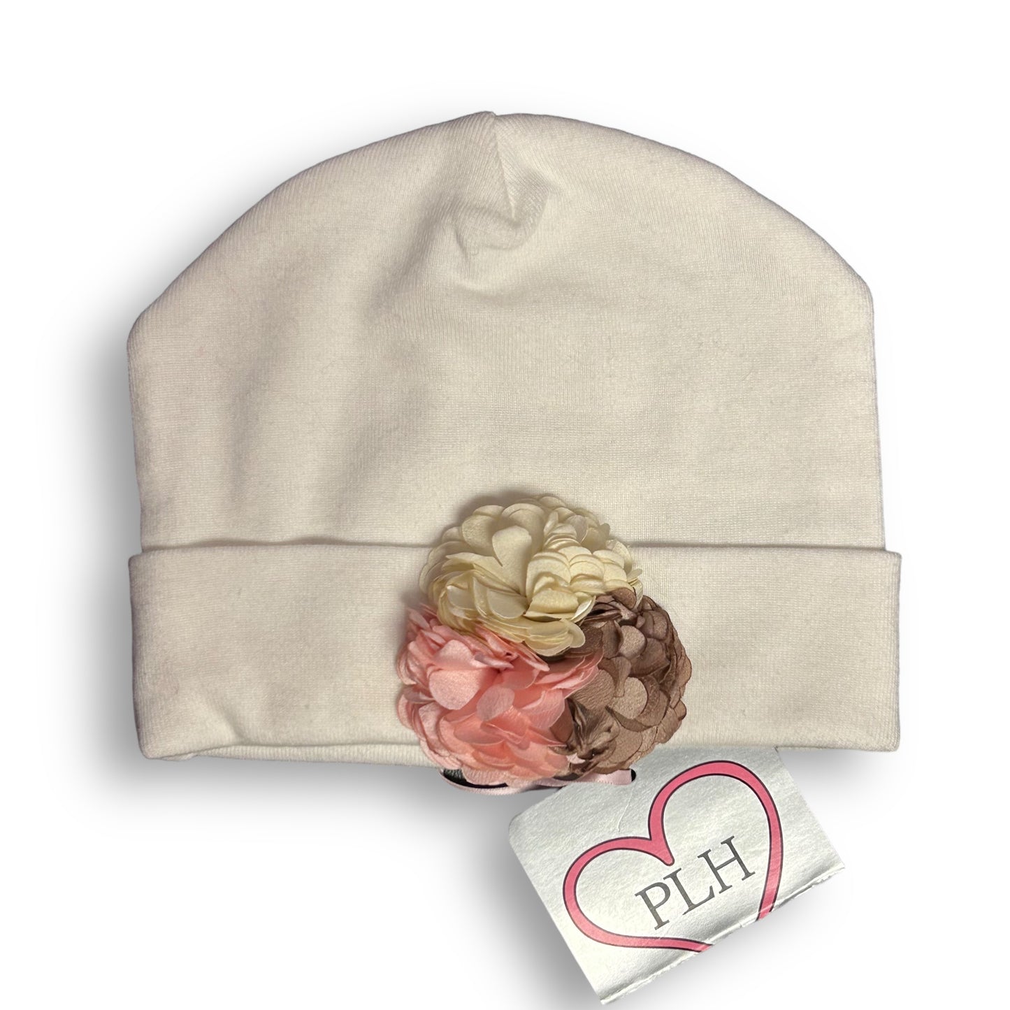 NEW! Baby Girl Size 0-12 Months Knit Hat with Floral Embellishments