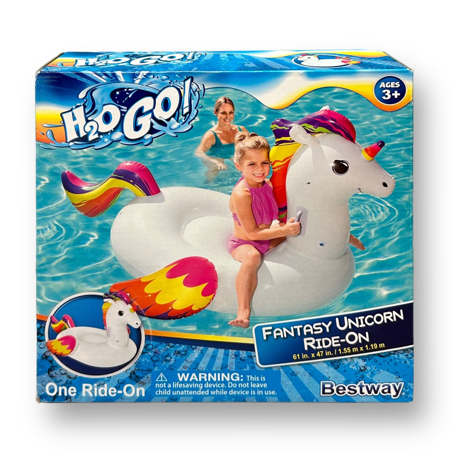 NEW! Jumbo Fantasy Unicorn Kids Ride-On Pool Float, 61" x 47"