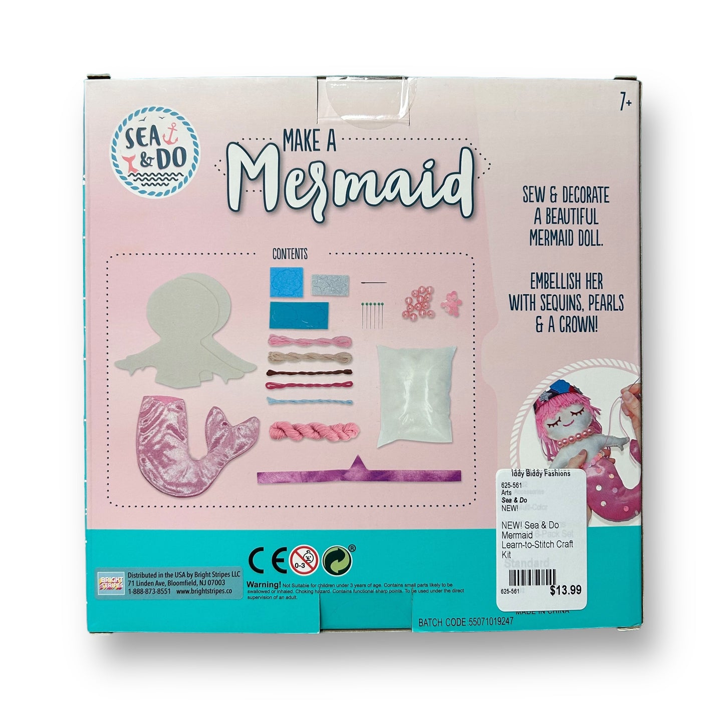NEW! Sea & Do Learn-to-Stitch Make a Mermaid Kid's DIY Sewing Craft Kit