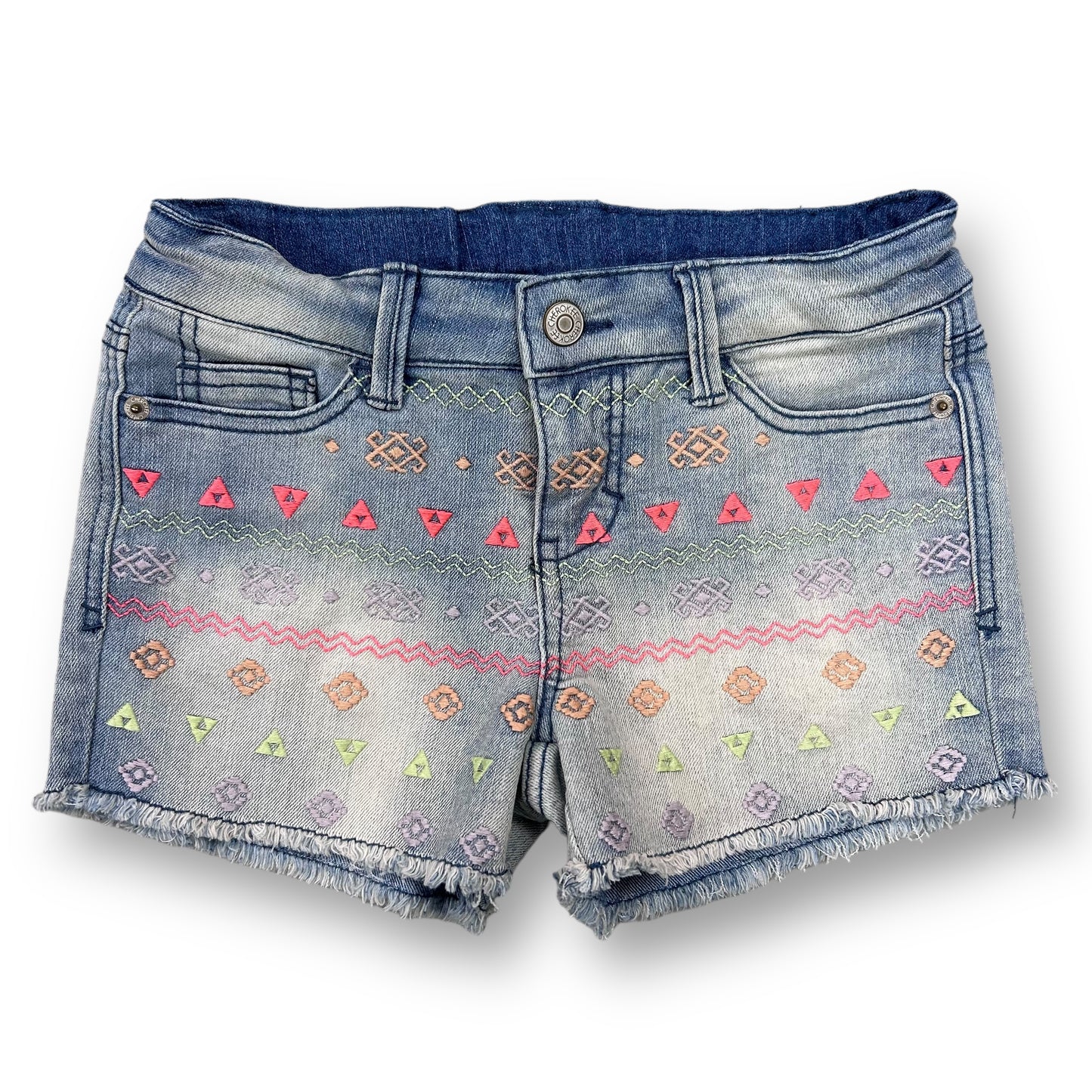 Youth Girl Size 10/12 Denim Adjustable Waist Embroidered Jean Shorts