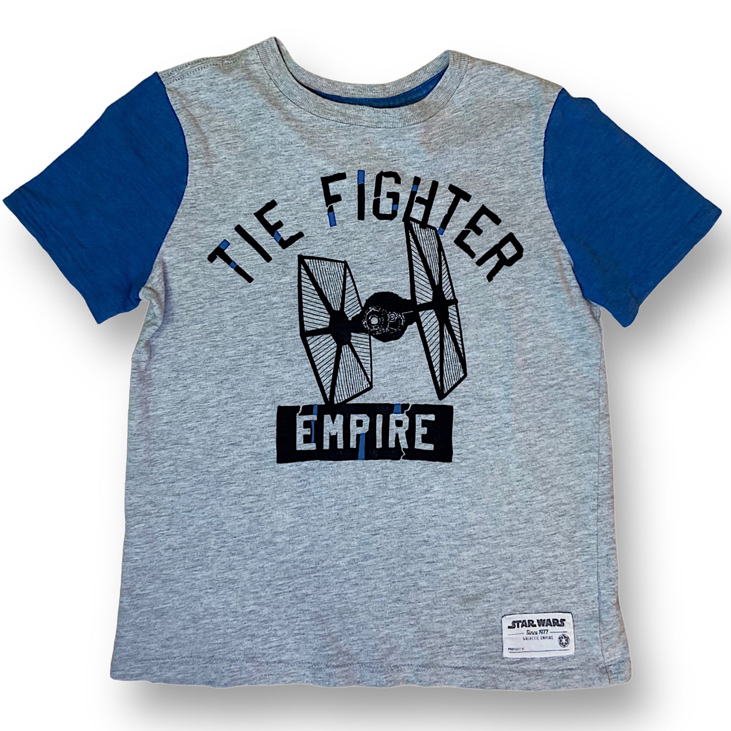 Gap Boys Size 6/7 Short Sleeve Shirt Blue & Gray Soft Knit Star Wars Tee