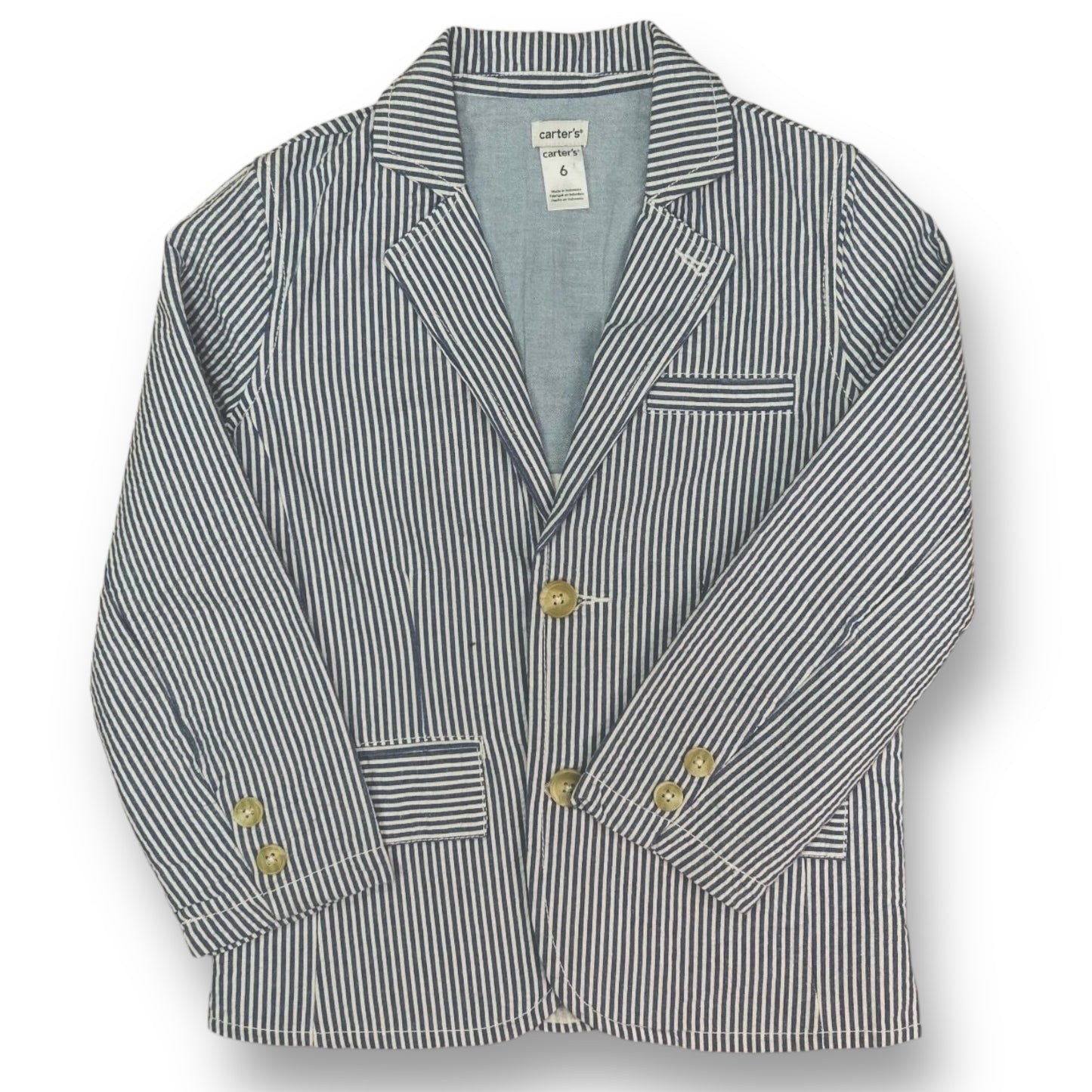 Carter's Boys Size 6 Blazer, Blue & White Pinstripe Suit Jacket