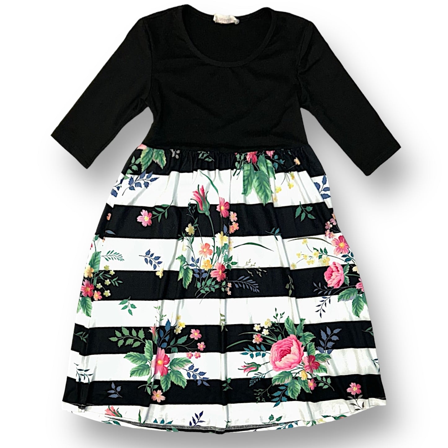 Pixie Girl Girls Size 5/6 Floral Full Length Short Sleeve Twirl Dress