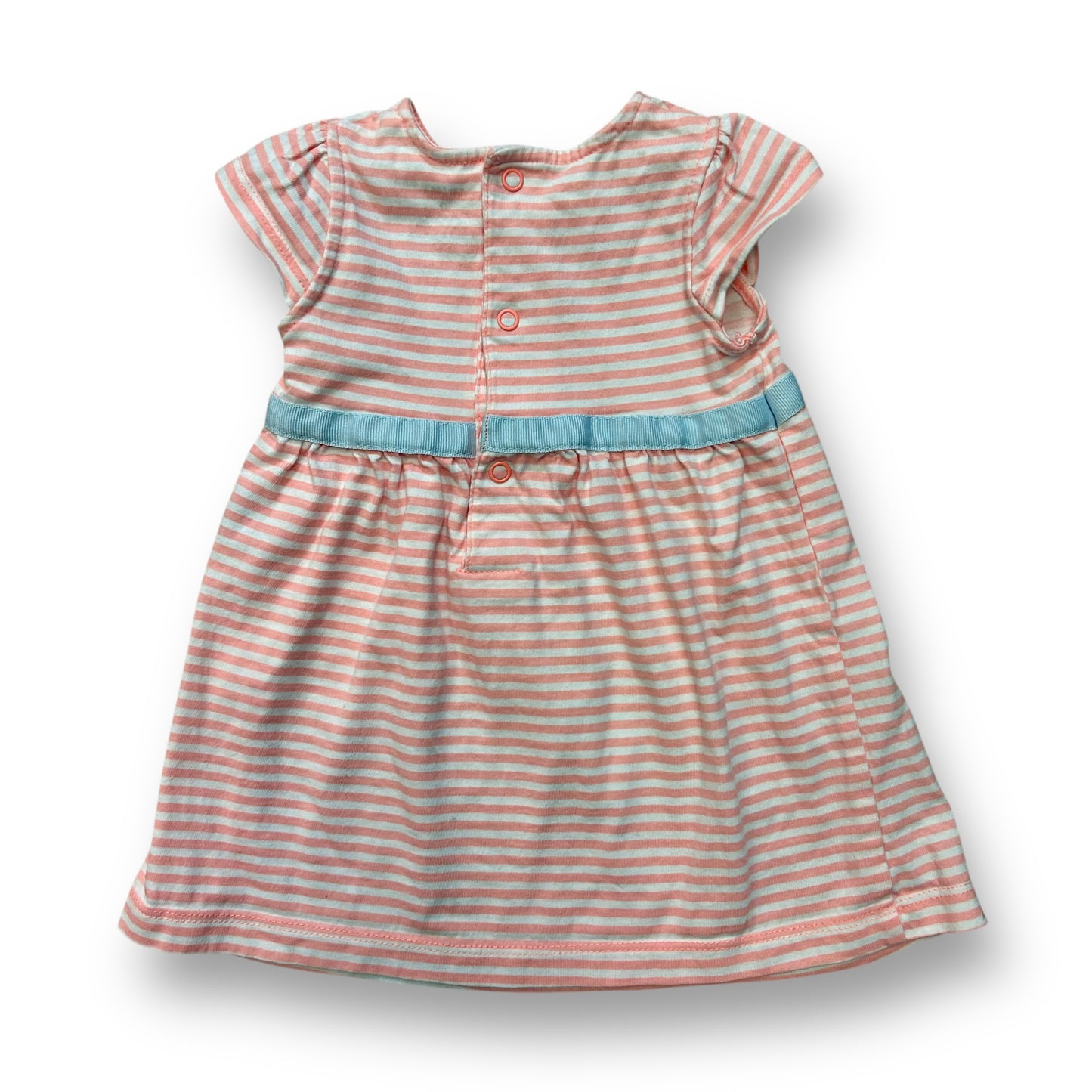 Carter's Baby Girl Size 9 Months Peach Striped Short Sleeve Cotton Dress