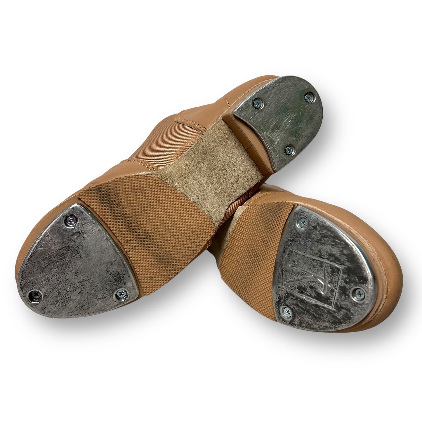 Juniors Size 7 Youth Tap Dance Shoes Nude Beige Soft Leather