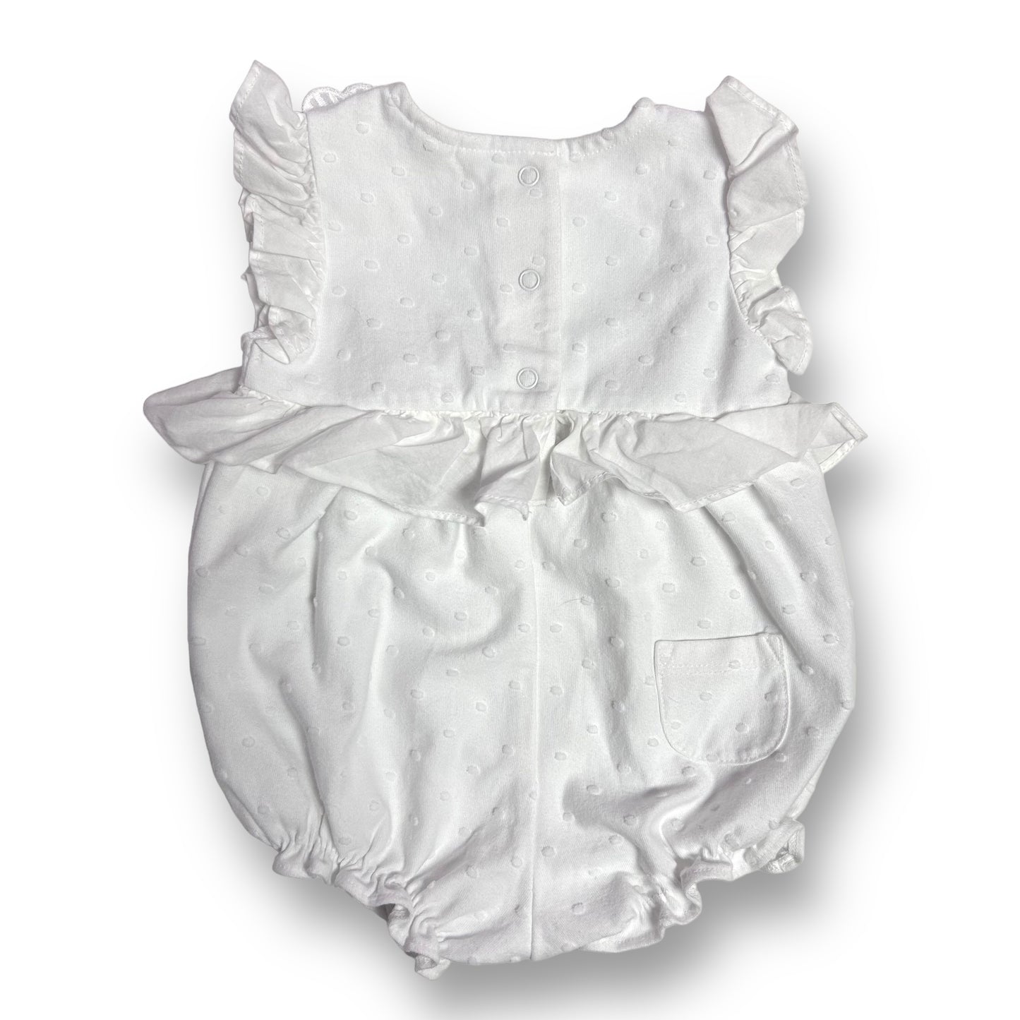 Janie and Jack Baby Girl Size 0-3 Months White Embellished Summer Romper
