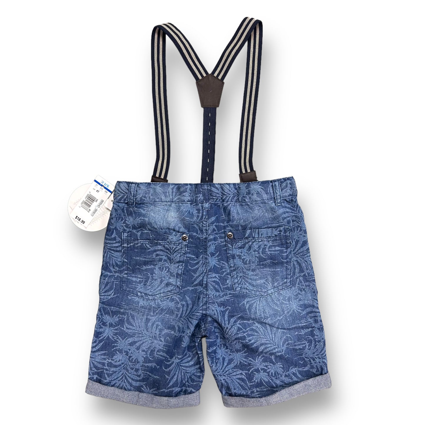 NEW! Boys Size 4T Denim Overalls Button Suspender Jean Shorts