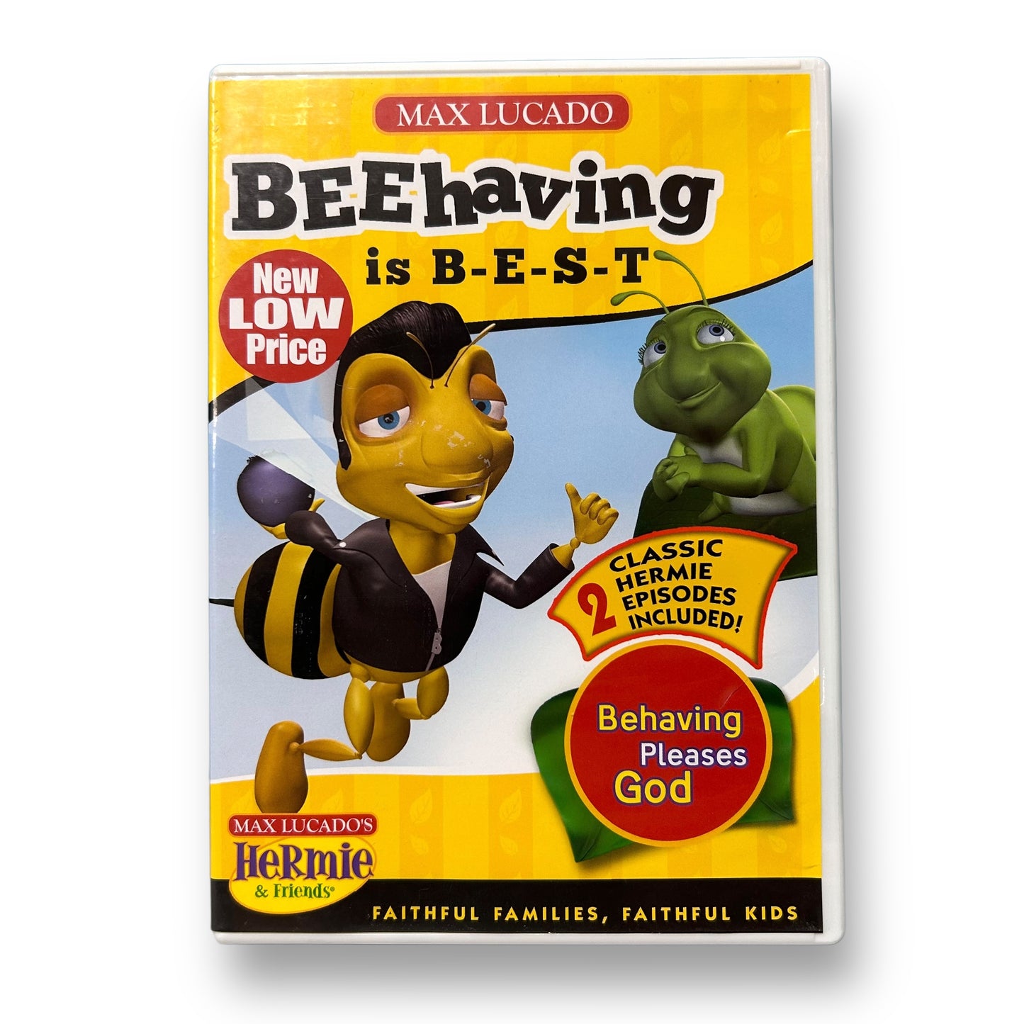 DVD cover for 'Max Lucado's BEEhaving is B-E-S-T' featuring two cartoon bees and the title of the DVD.