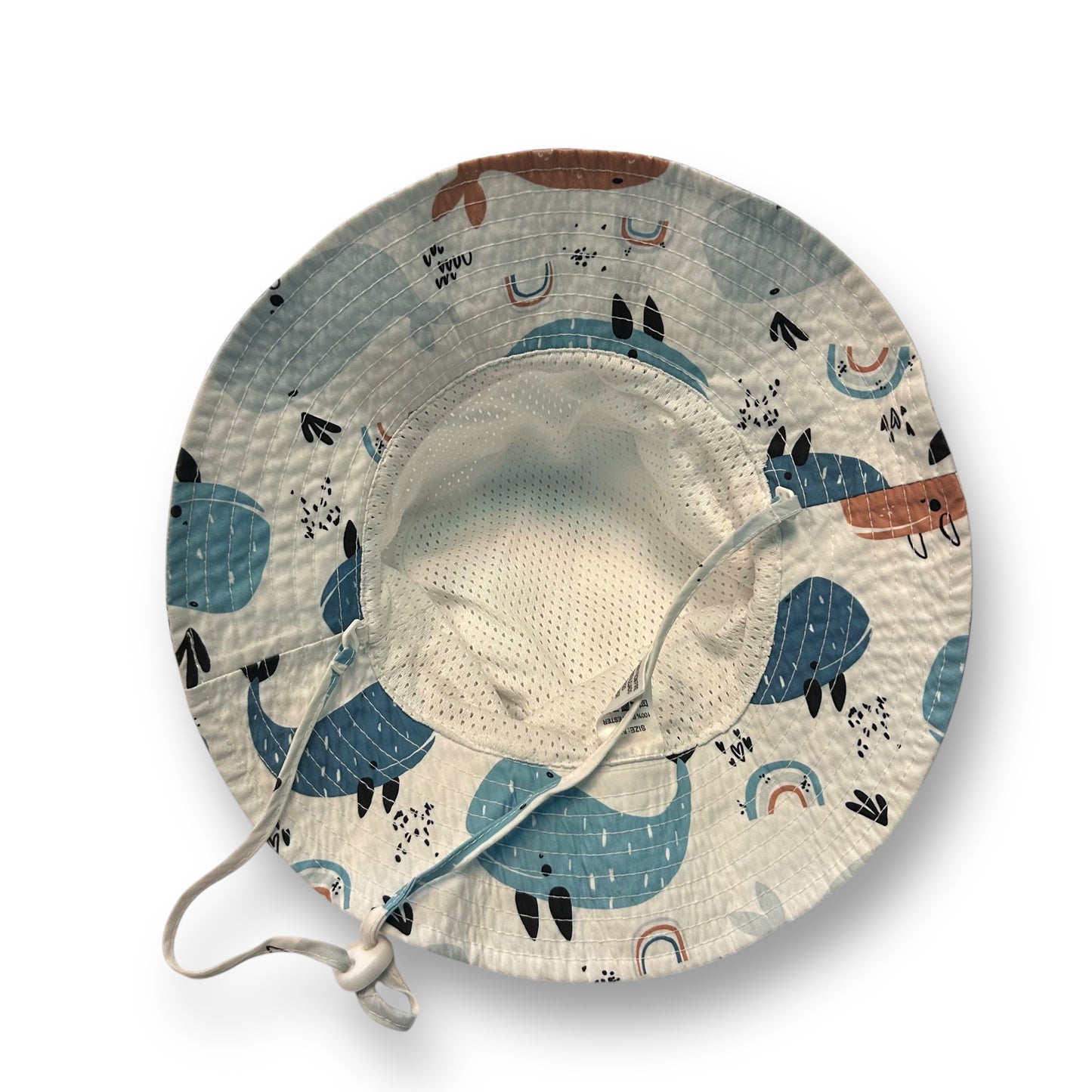Toddler Boy Bucket Hat Whale Print Adjustable Chin Strap with Meshing Lining