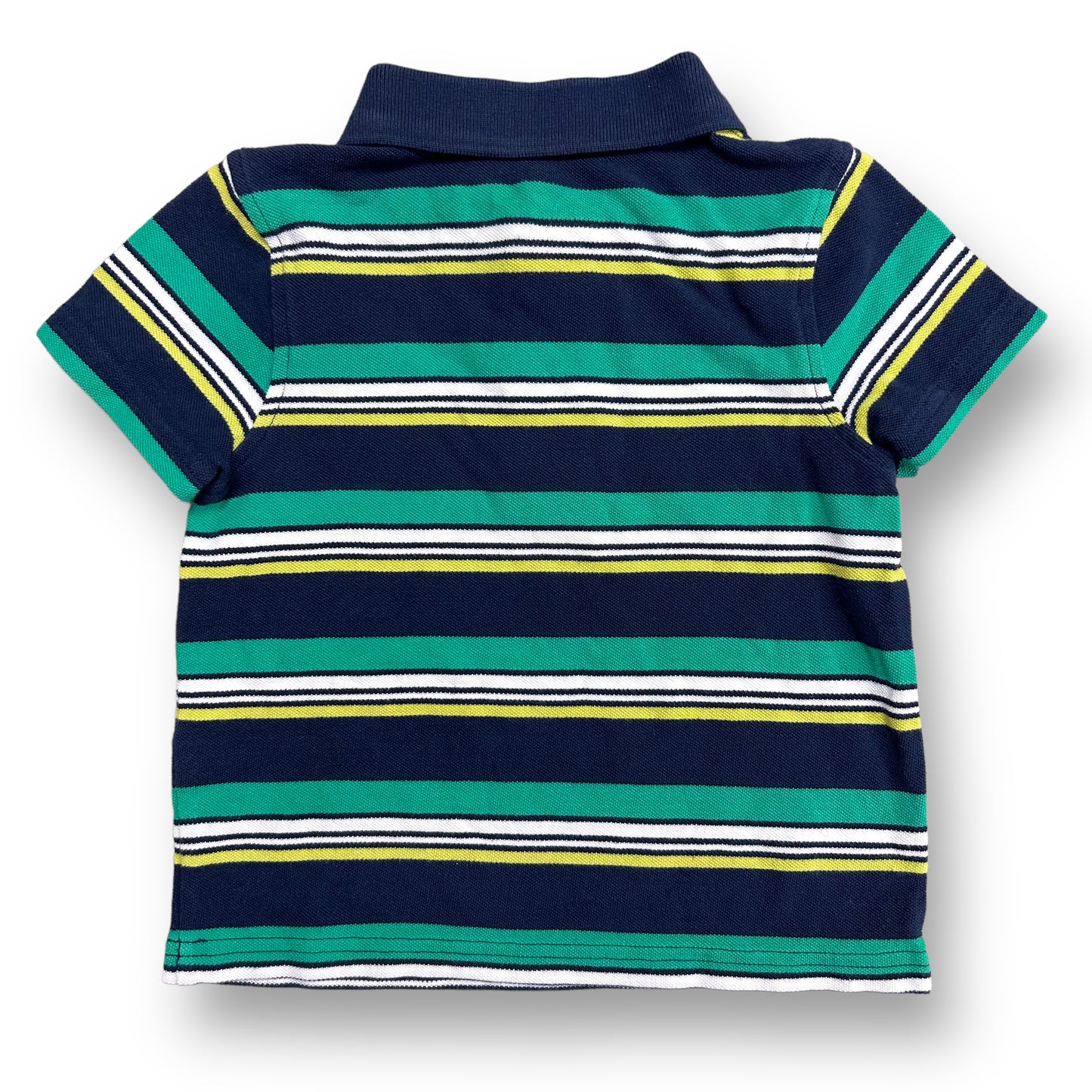 Jumping Beans Boys Size 2T Polo Shirt Navy & Green Striped with Buttons