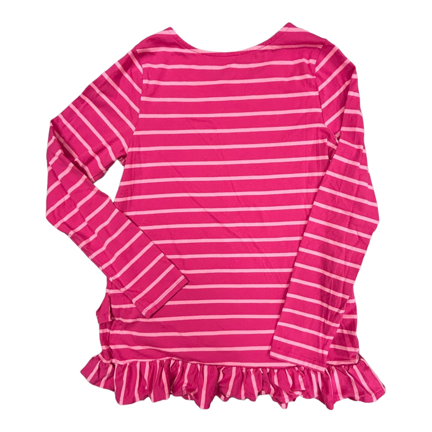 Lands End Girls Size 14 Youth Pink Striped Long Sleeve Shirt