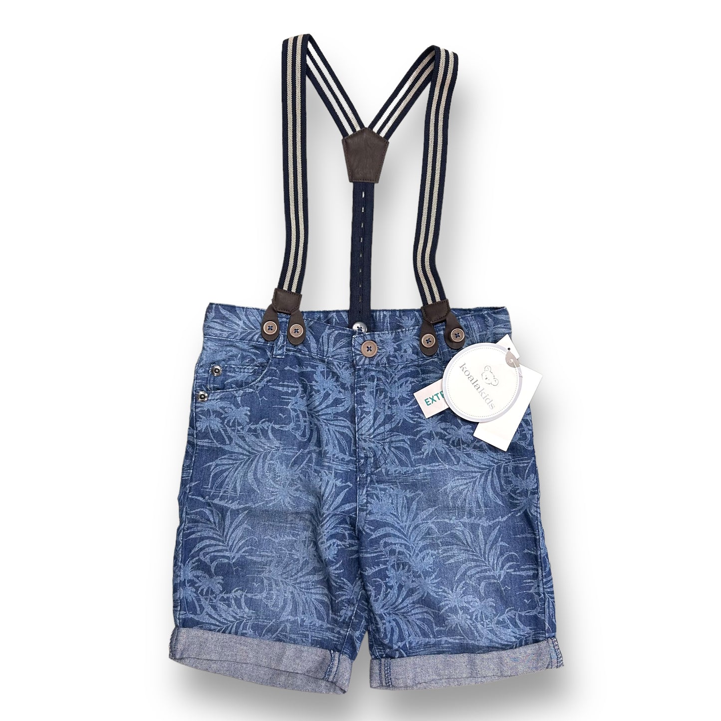 NEW! Boys Size 4T Denim Overalls Button Suspender Jean Shorts