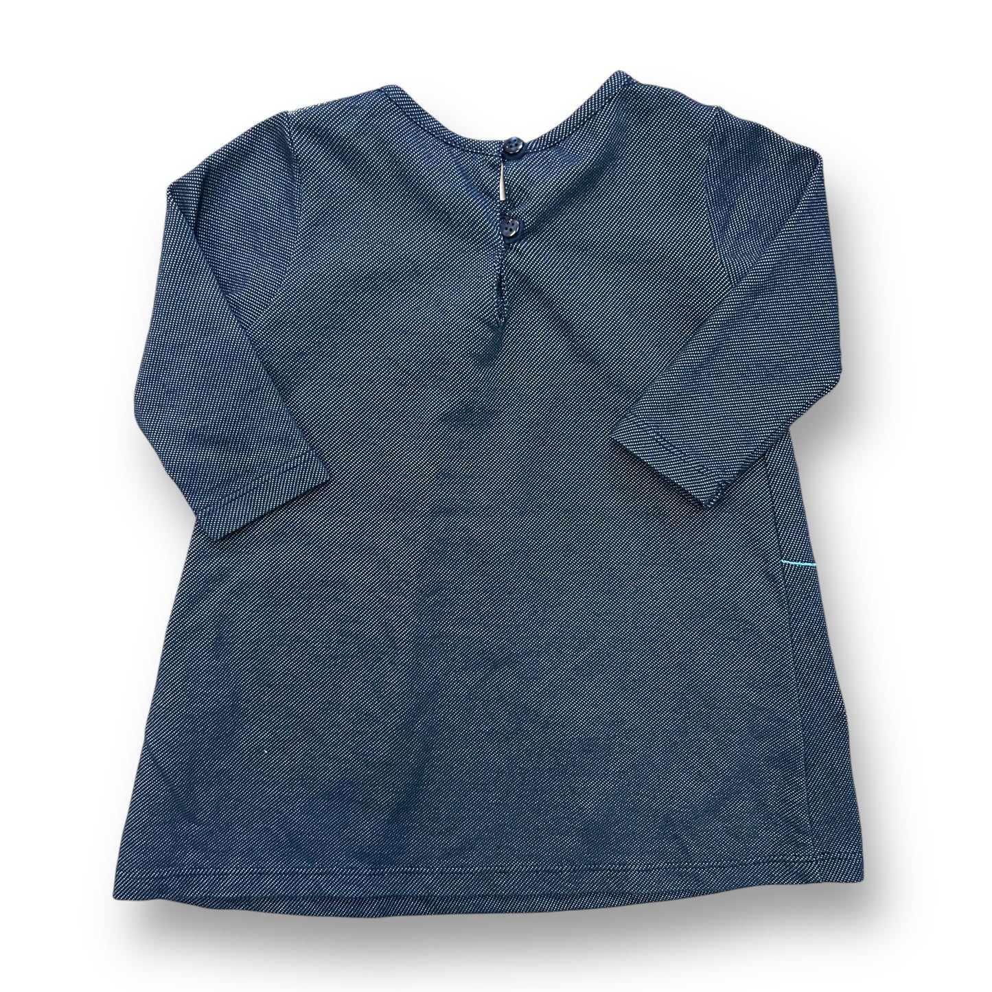 Beebay Girls Size 9-12 Months Dark Blue Embroidered Birdie Long Sleeve Dress