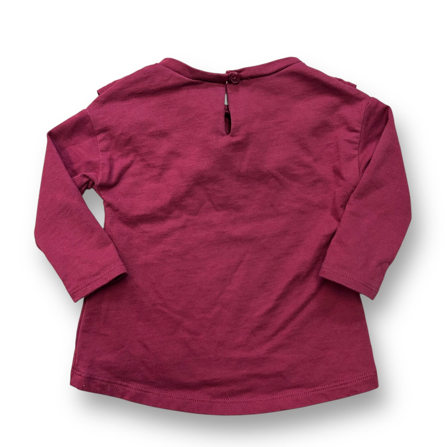 Carter's Baby Girl Top Size 9 Months Maroon Ruffled Long Sleeve Shirt