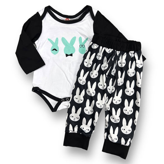 Baby Boy Bunny Outfit 6-12 Months Comfy Cotton Long Sleeve Bodysuit and Pants