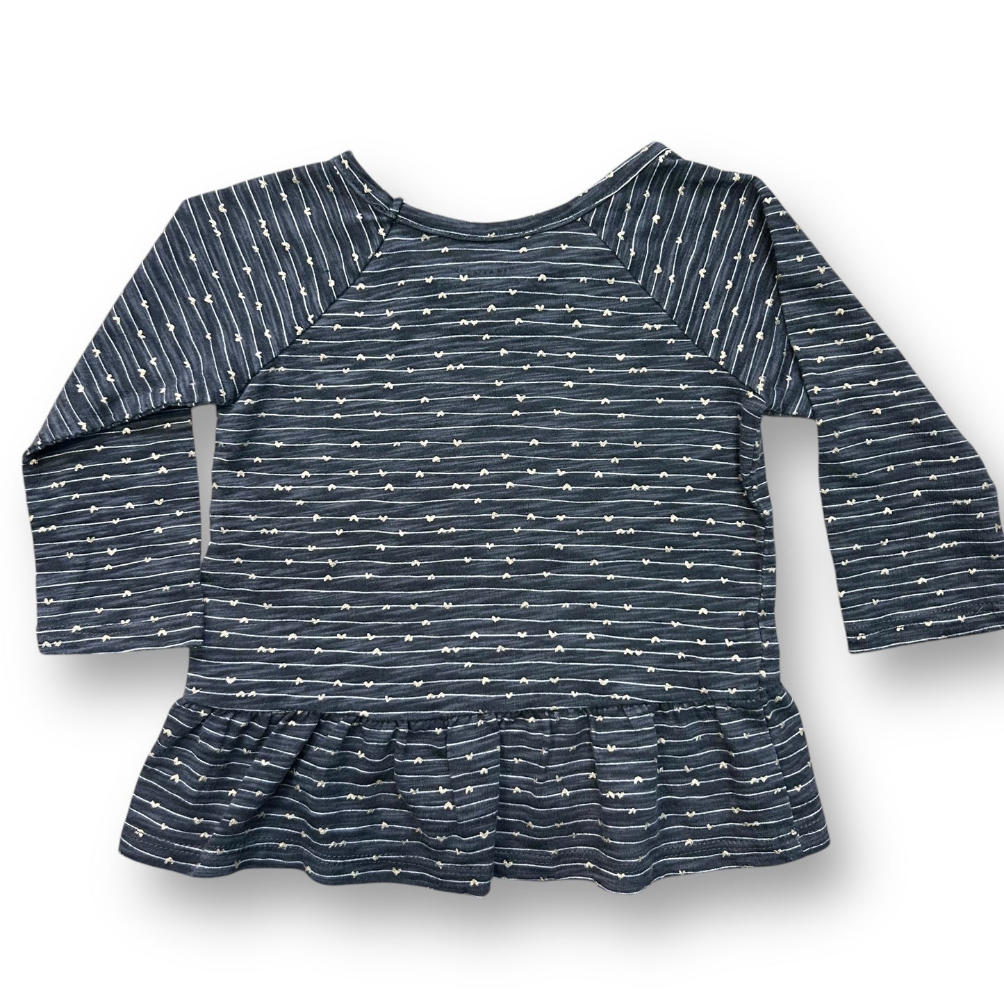 Jumping Beans Girls Size 9 Months Dark Gray Striped Ruffle Bottom Shirt