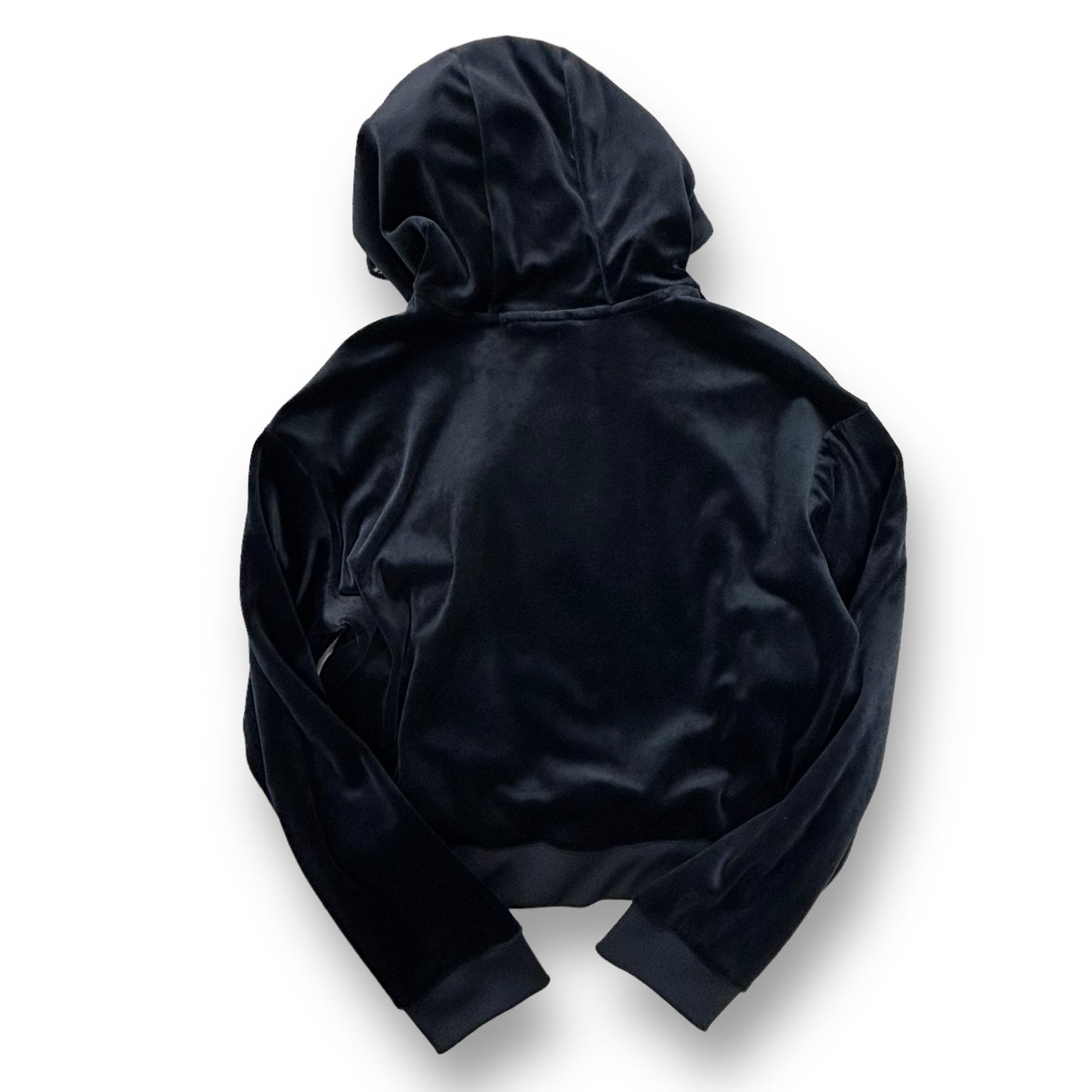 Girls Adidas Hoodie Size 12/14 Youth Black Velour Pullover Sweatshirt, 11-12Y