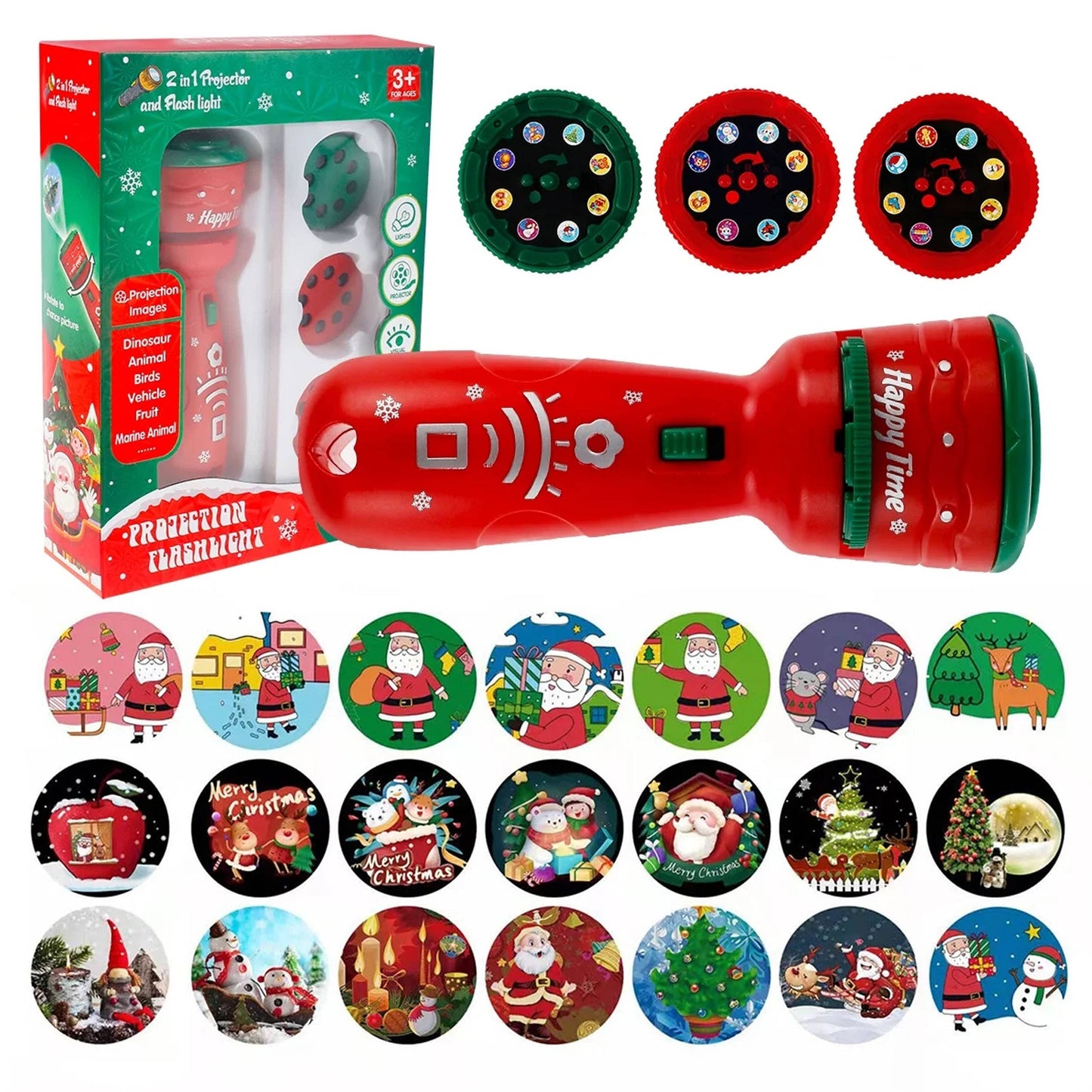 NEW! 2-in-1 Flashlight Slide Projector Educational Kids Christmas Gift Toy