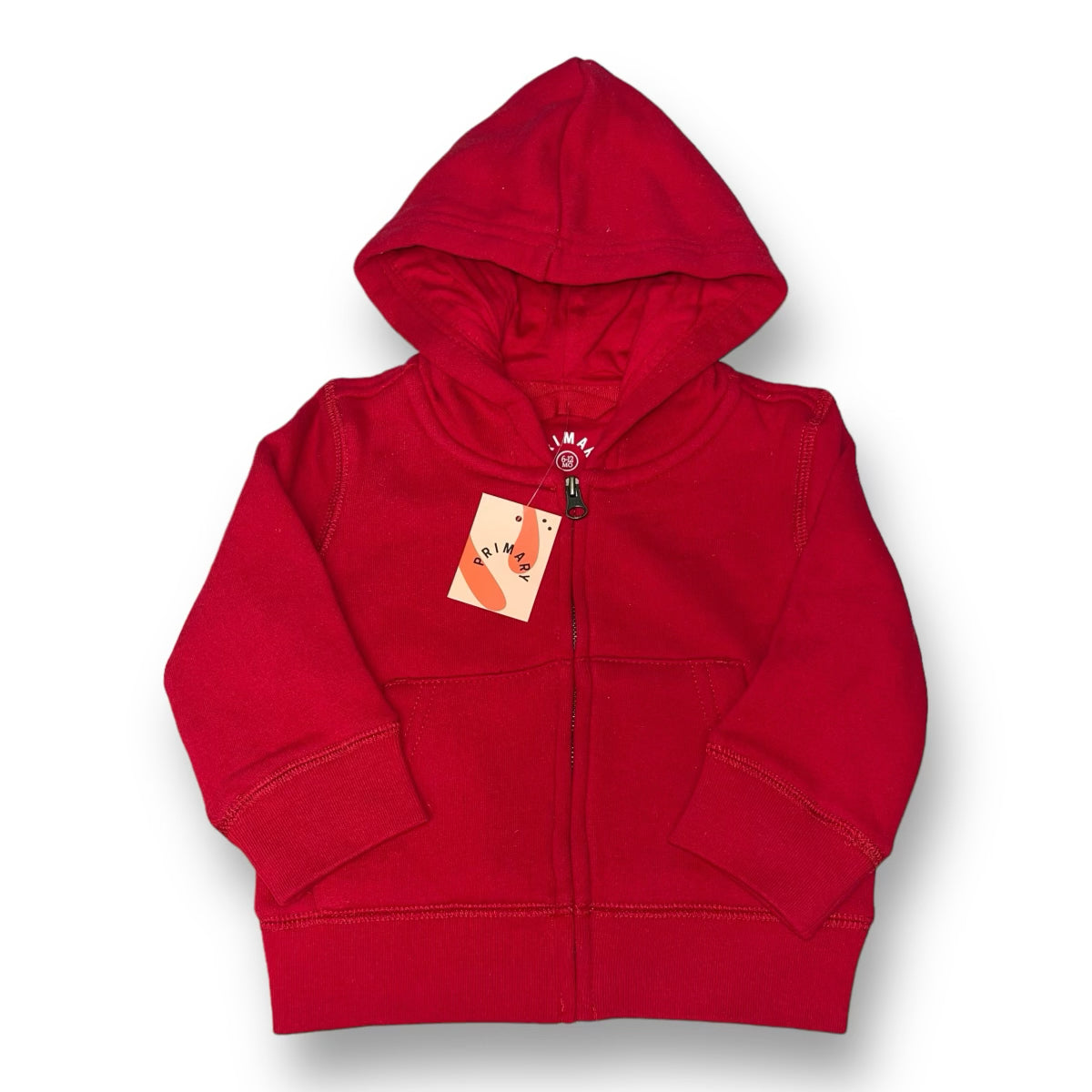 NEW! Primary Baby Boys Size 6-12 Months Red Coat Zip Up Outerwear Hoodie Jacket