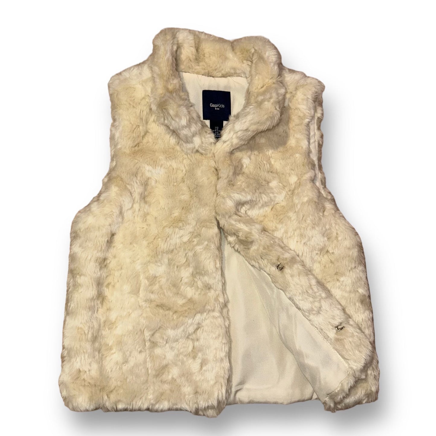 Gap Girls Size 6/7 Ivory Silky-Lined Faux Fur Vest