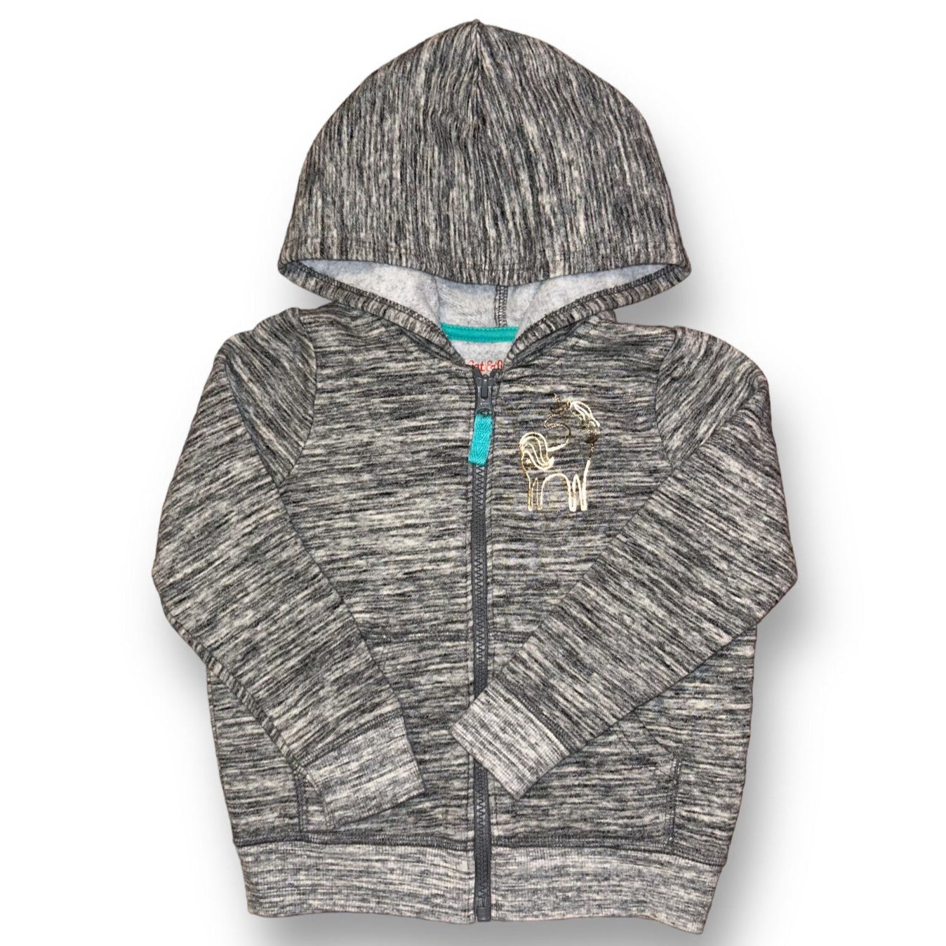 Girls Cat & Jack Size 3T Gray Sweatshirt Fleece Lined Zippered Hoodie