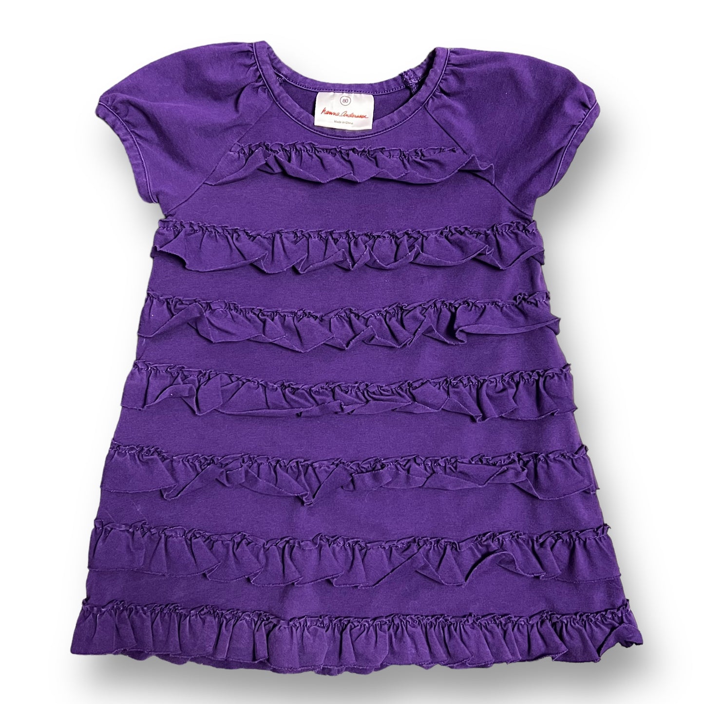 Hanna Andersson 80 Girls Size 18-24 Months Purple 100% Cotton Short Sleeve Dress