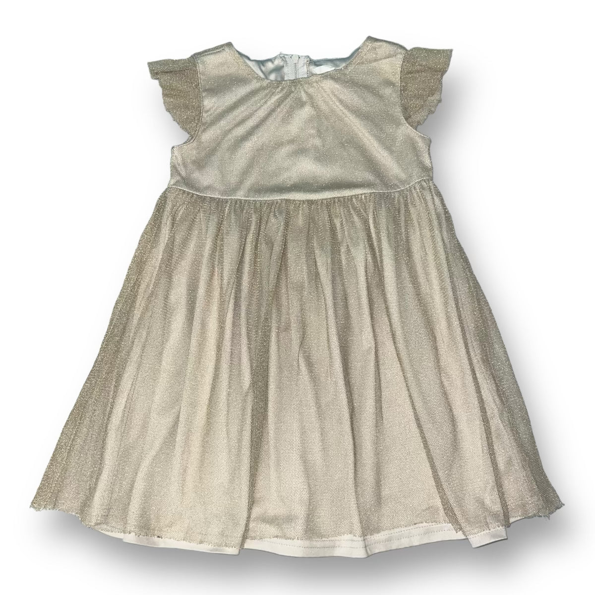Toddler Girl Size 3T Shimmery Gold Short Sleeve Fancy Dress