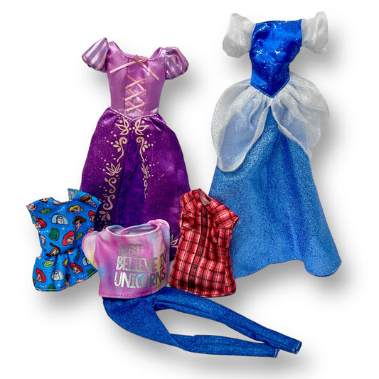 Barbie Doll Clothes 6-Pc Disney Princess & More Collection with Carry Case