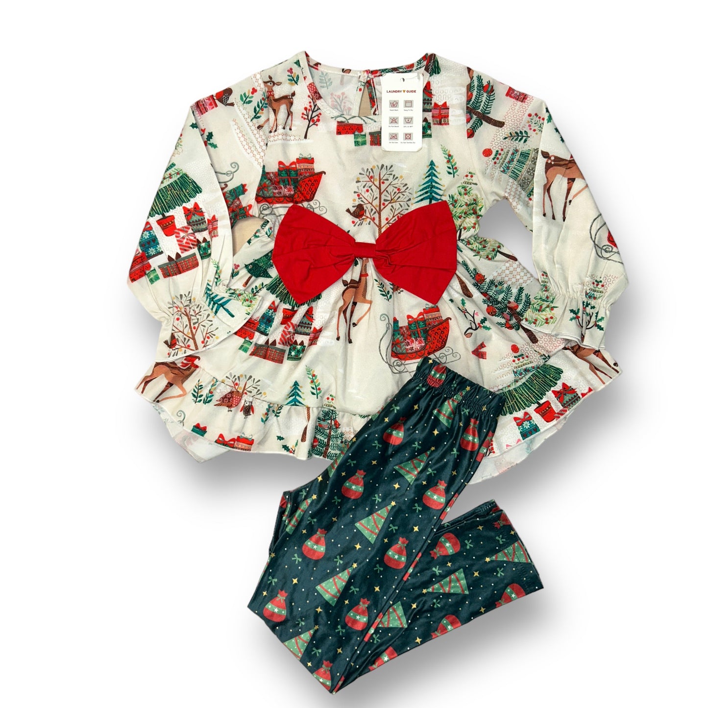 NEW! Girls Size 4 Christmas Outfit Long Sleeve Top & Leggings 2-Pc Holiday Set