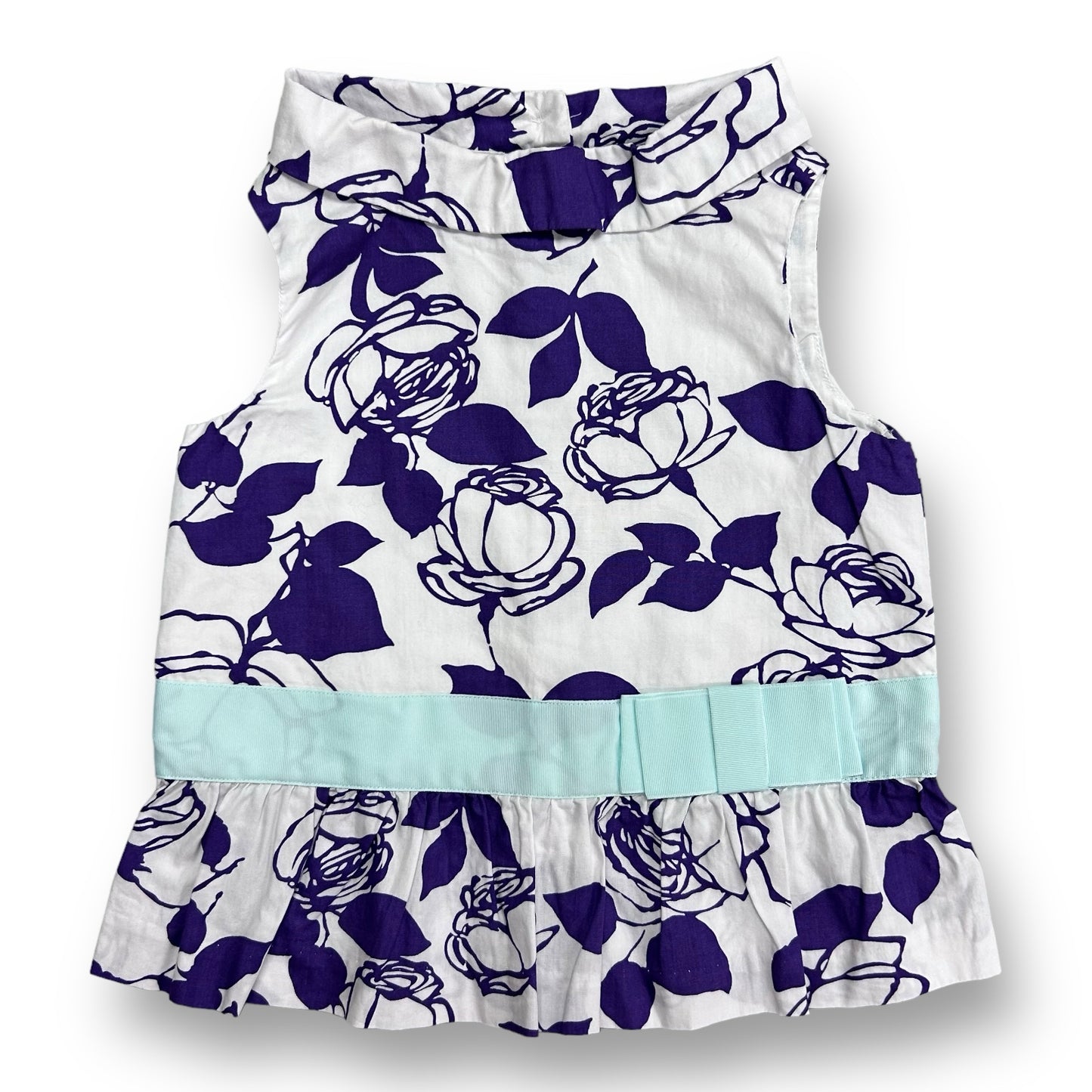 Janie and Jack Girls Size 2T Floral Print Sleeveless Blouse with Ribbon Accent