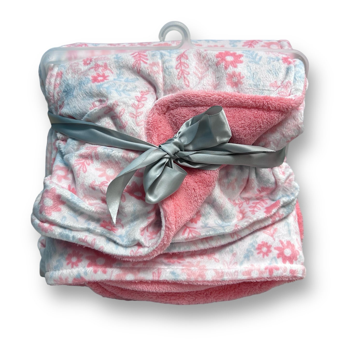 NEW! Newborn Girl Soft Fleece Pink and White Plush Blanket Baby Gift