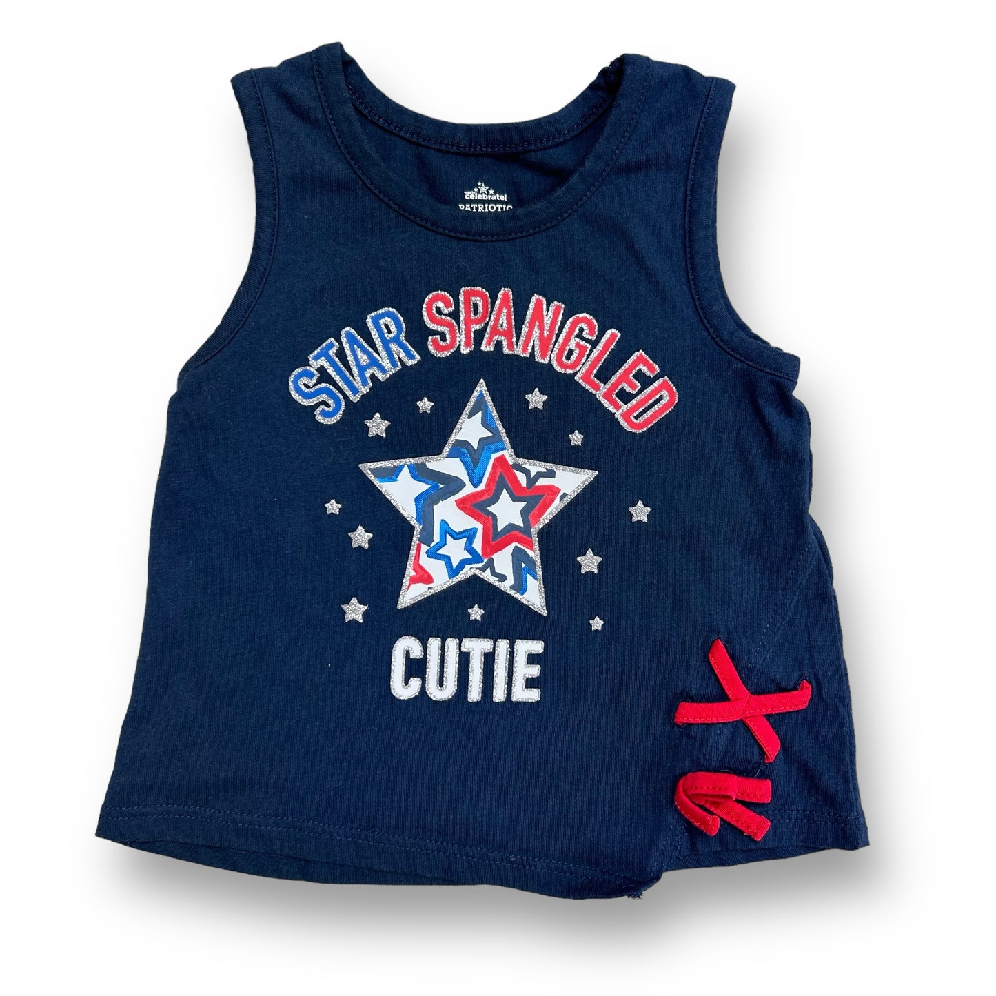 Girls Toddler Size 2T Navy Blue Star Spangled Cutie 4th of July Tank Top