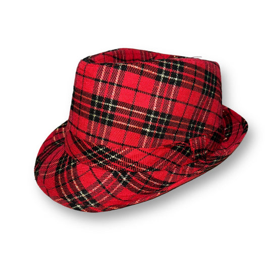 Toddler Boys Red Plaid Fedora Holiday Kids One Size Fits Most Christmas Hat
