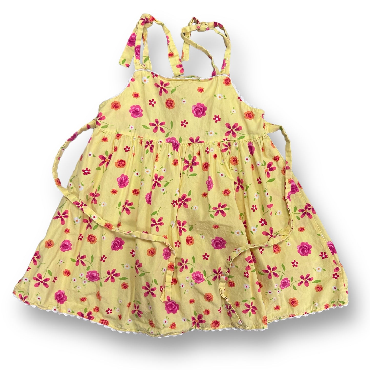 Girls Size 3T Yellow Floral Print Sundress with Spaghetti Straps