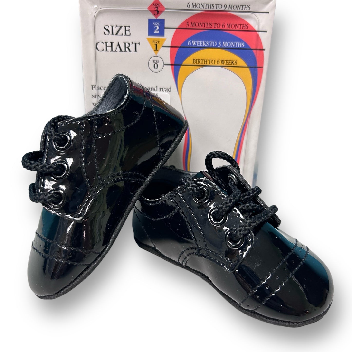 NEW! Baby Boy Size 2 Black Patent Leather Dress Shoes with Laces in Box