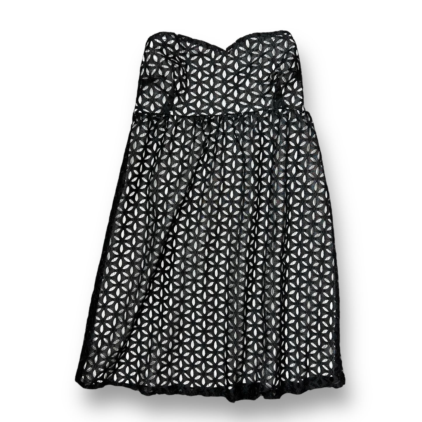 Motherhood Size S Black Eyelet Lace Strapless Maternity Dress