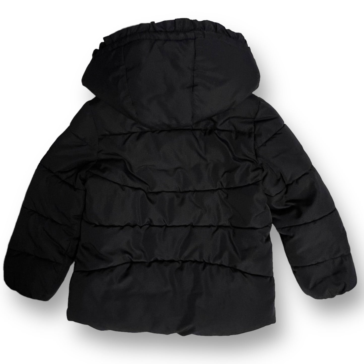 H&M Girls Size 4/5 Black Coat Full Zip Winter Puffer Jacket with Removable Hood