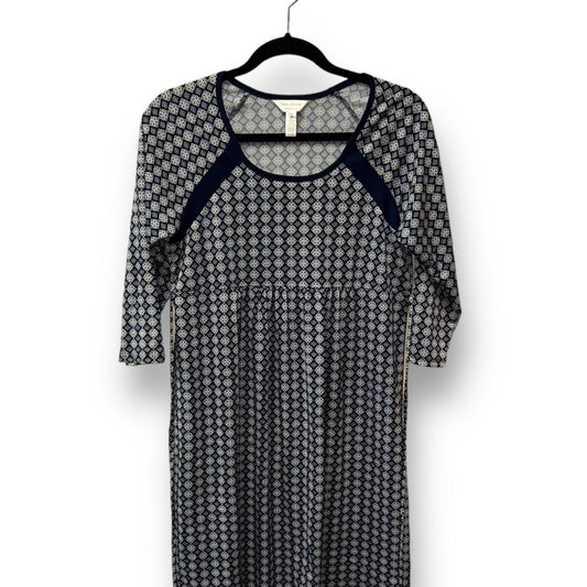 Three Seasons Size Medium Navy & White Print Tie-Back Maternity Dress