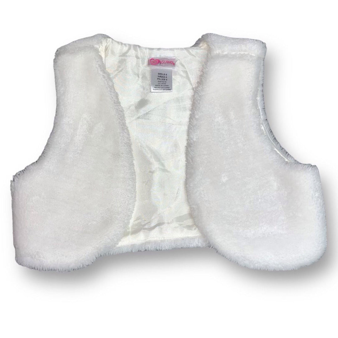 Girls Size 6 White Faux Fur Vest Dressy Overcoat Sweater