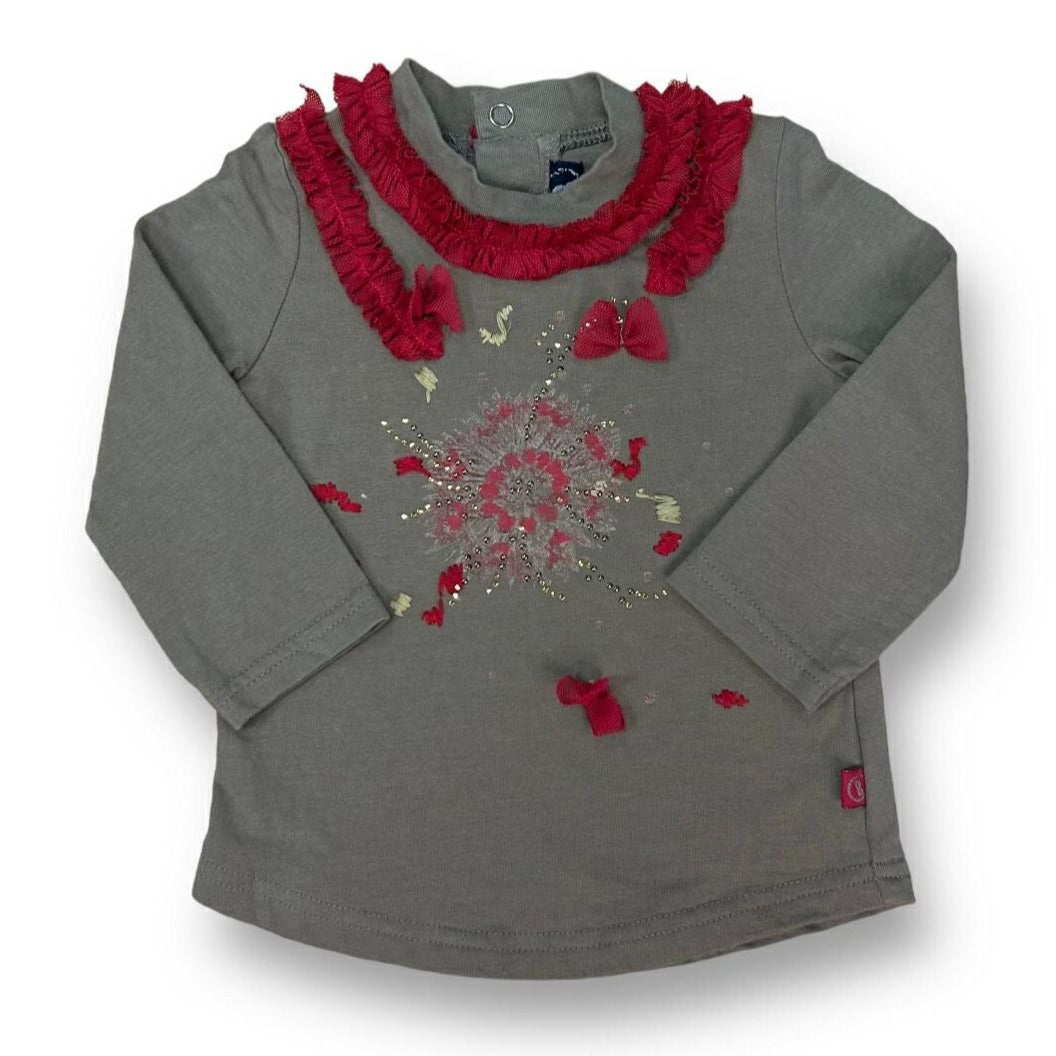 Jean Bourget Baby Girl 6 Months Long Sleeve Boutique Top with Embellishments