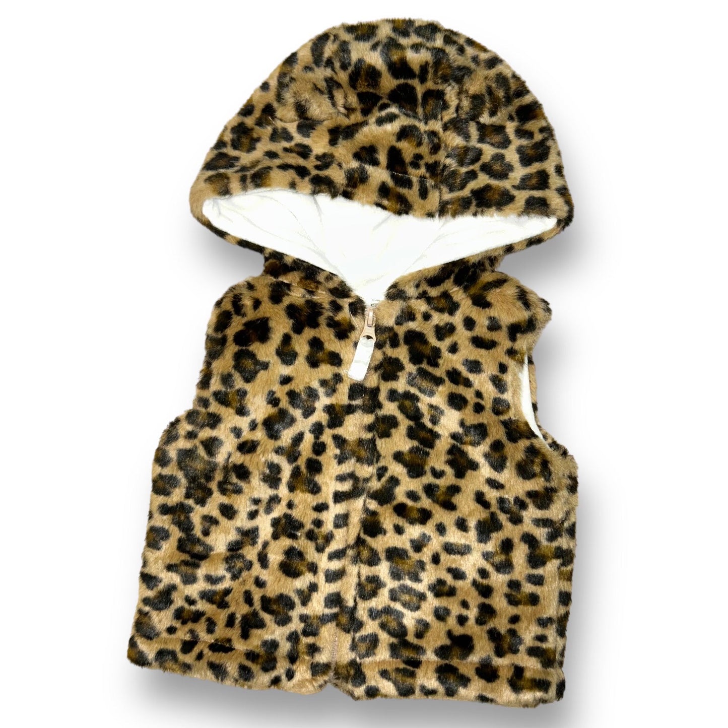 Carter's Girls Size 6 Months Faux Fur Leopard Print Zippered Vest with Hood