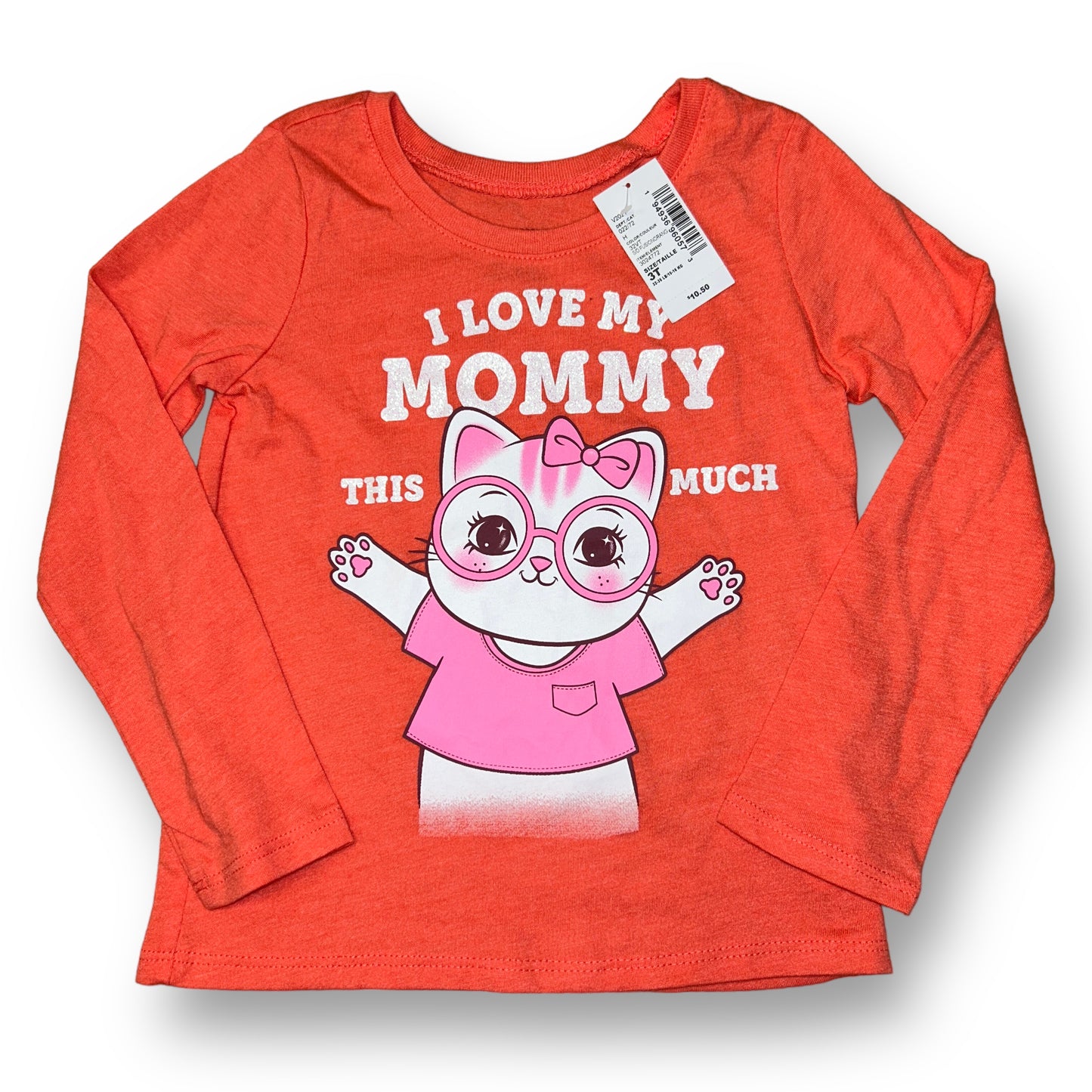 NEW! Children's Place Girls Size 3T I Love My Mommy Long Sleeve Kitty Shirt