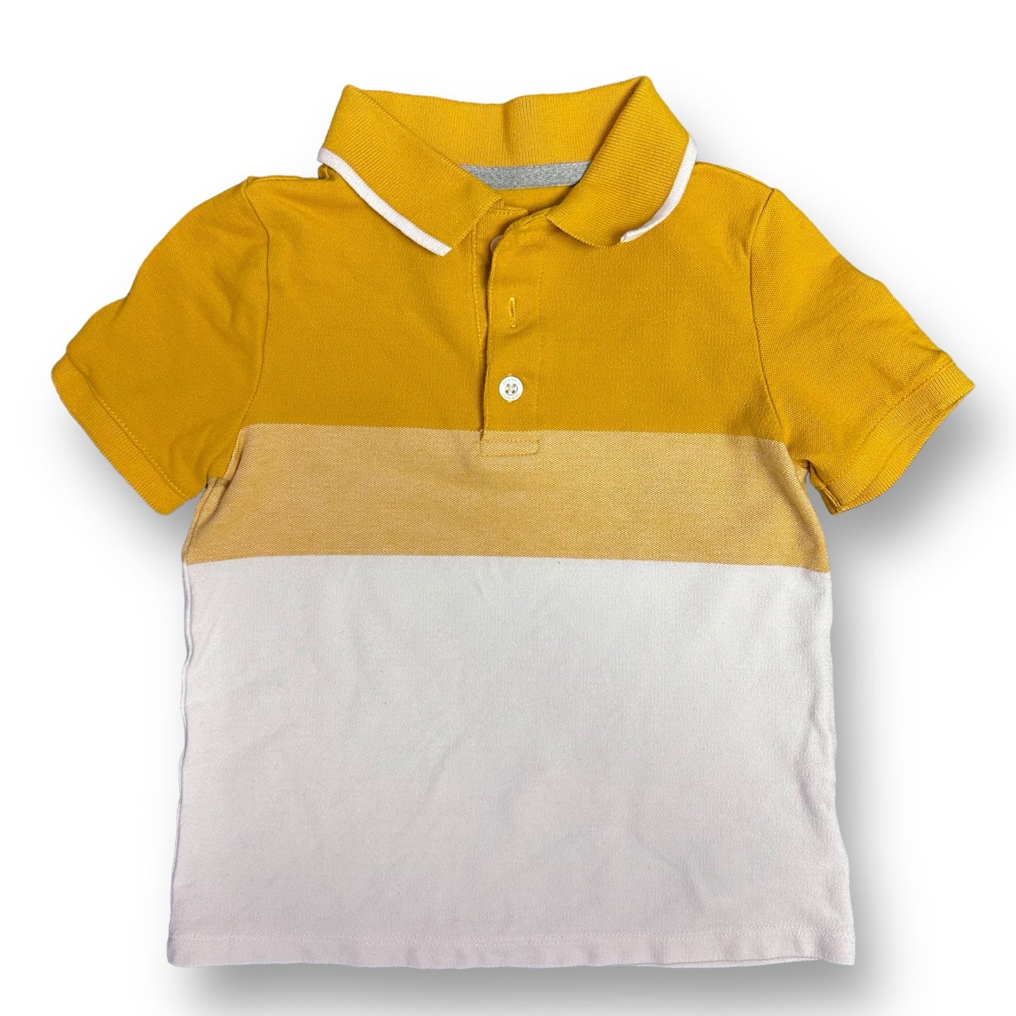Old Navy Boys Size 4T Polo Yellow and White Striped Short Sleeve Shirt