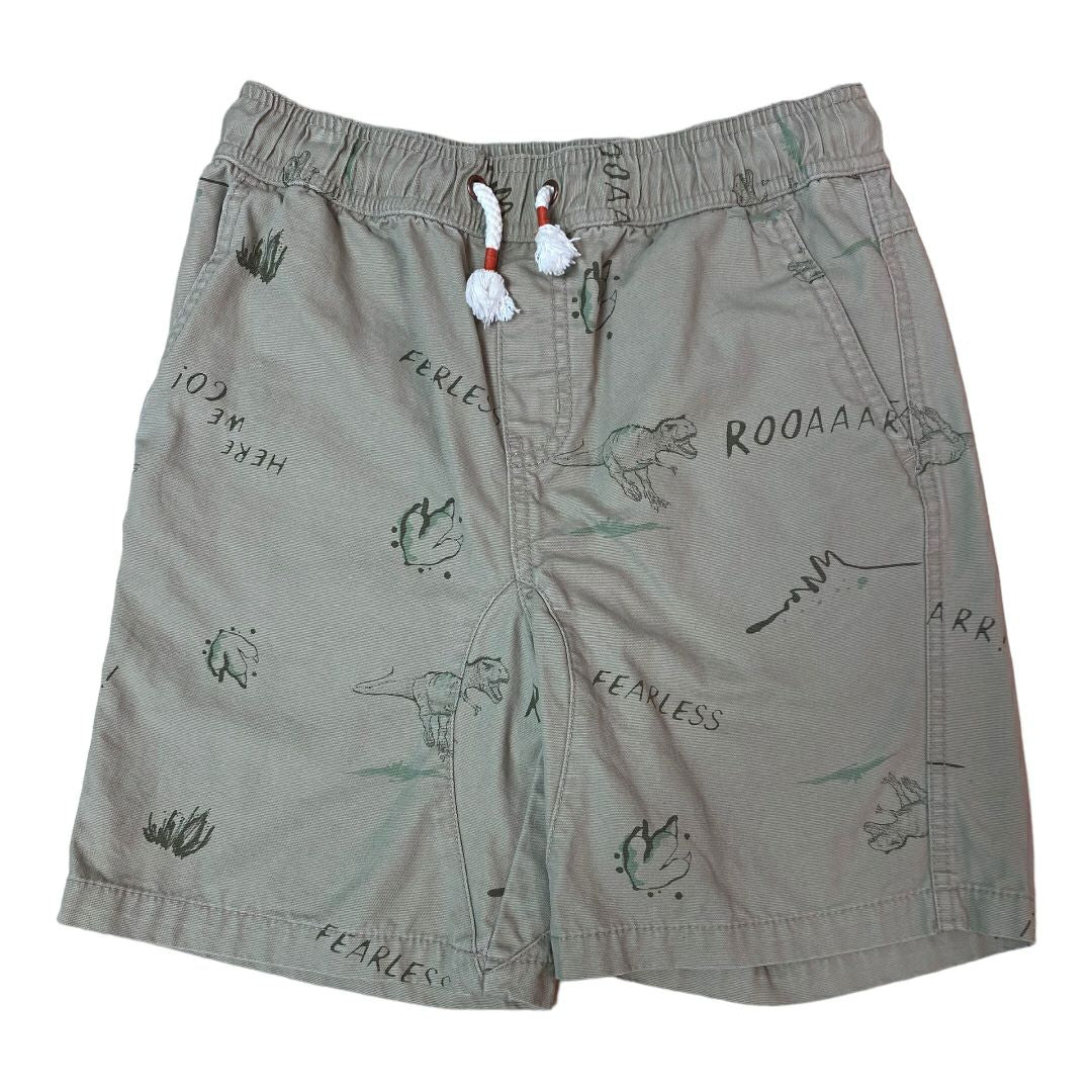 Cat & Jack Size 12/14 Youth Boy Khaki Shorts Dino Print with Elastic Waist