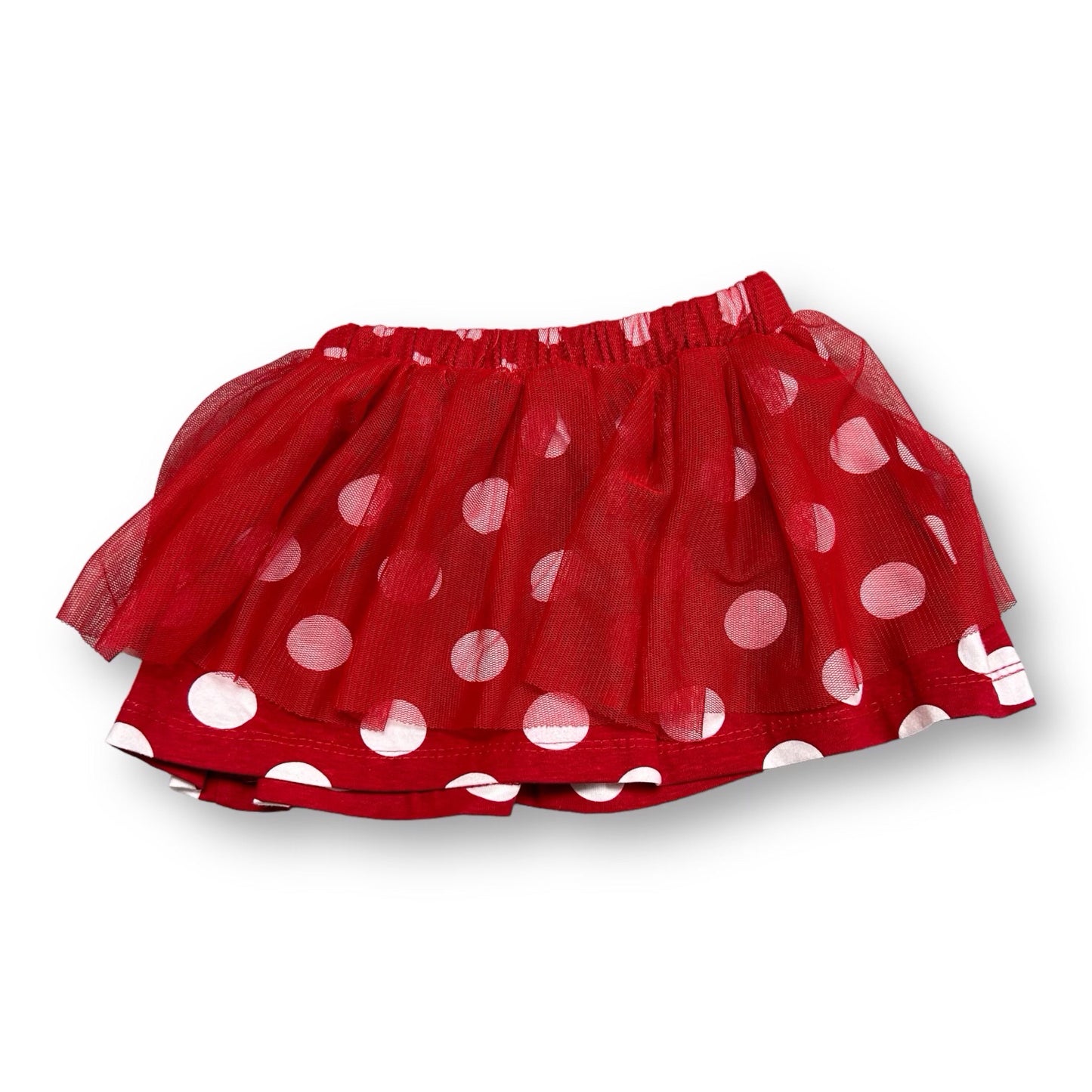 Disney Girls Size 18 Months Tulle Overlay Minnie Mouse Pull On Cotton Skirt