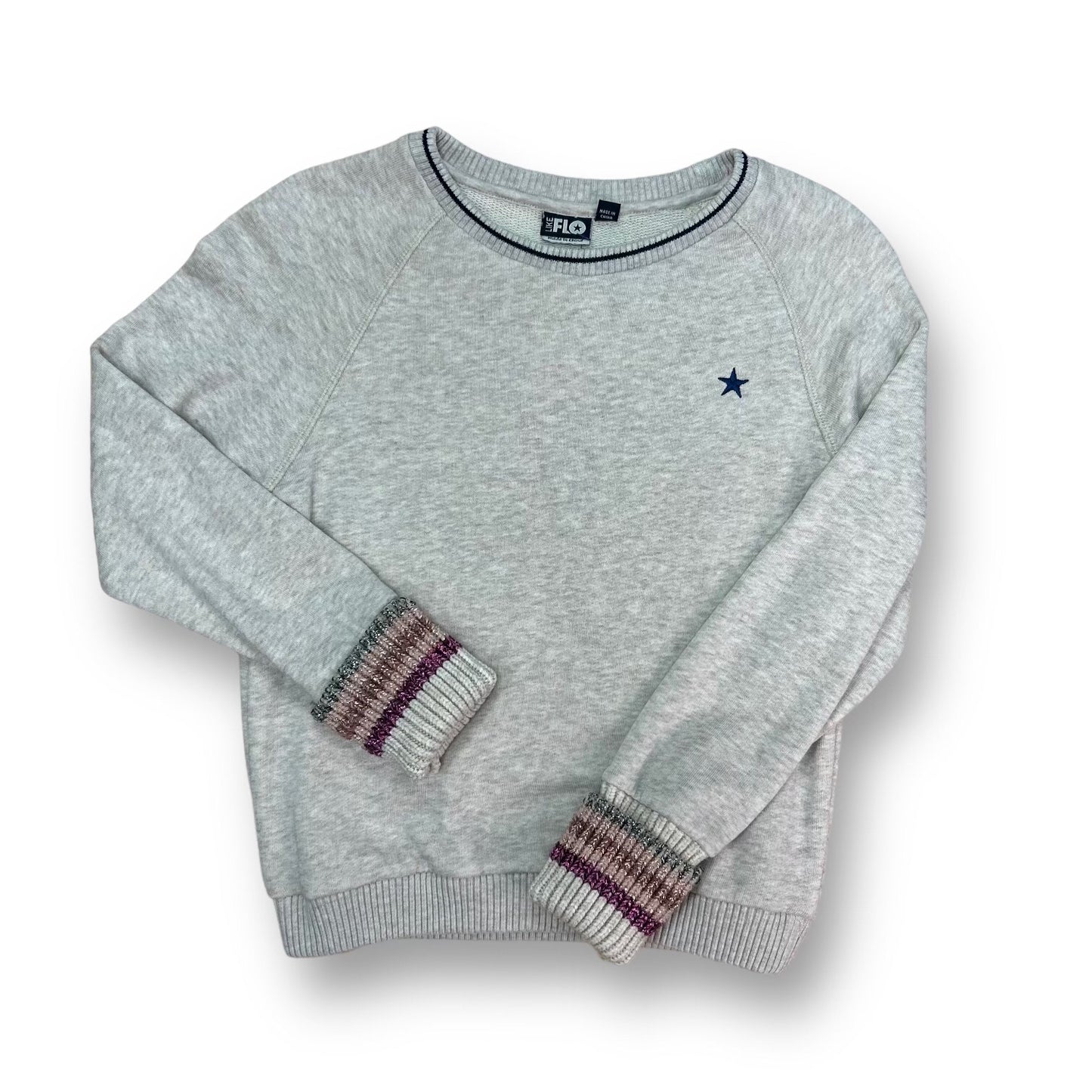 Like Flo Boutique Girls Size 12 Youth Sweatshirt Pullover with Striped Cuffs