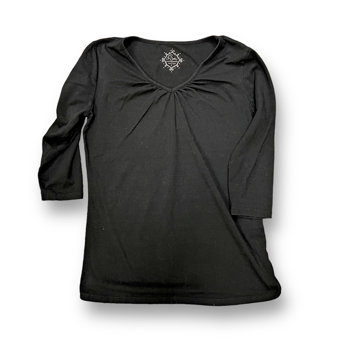 Motherhood Size L Black Long Sleeve V-Neck Maternity Top