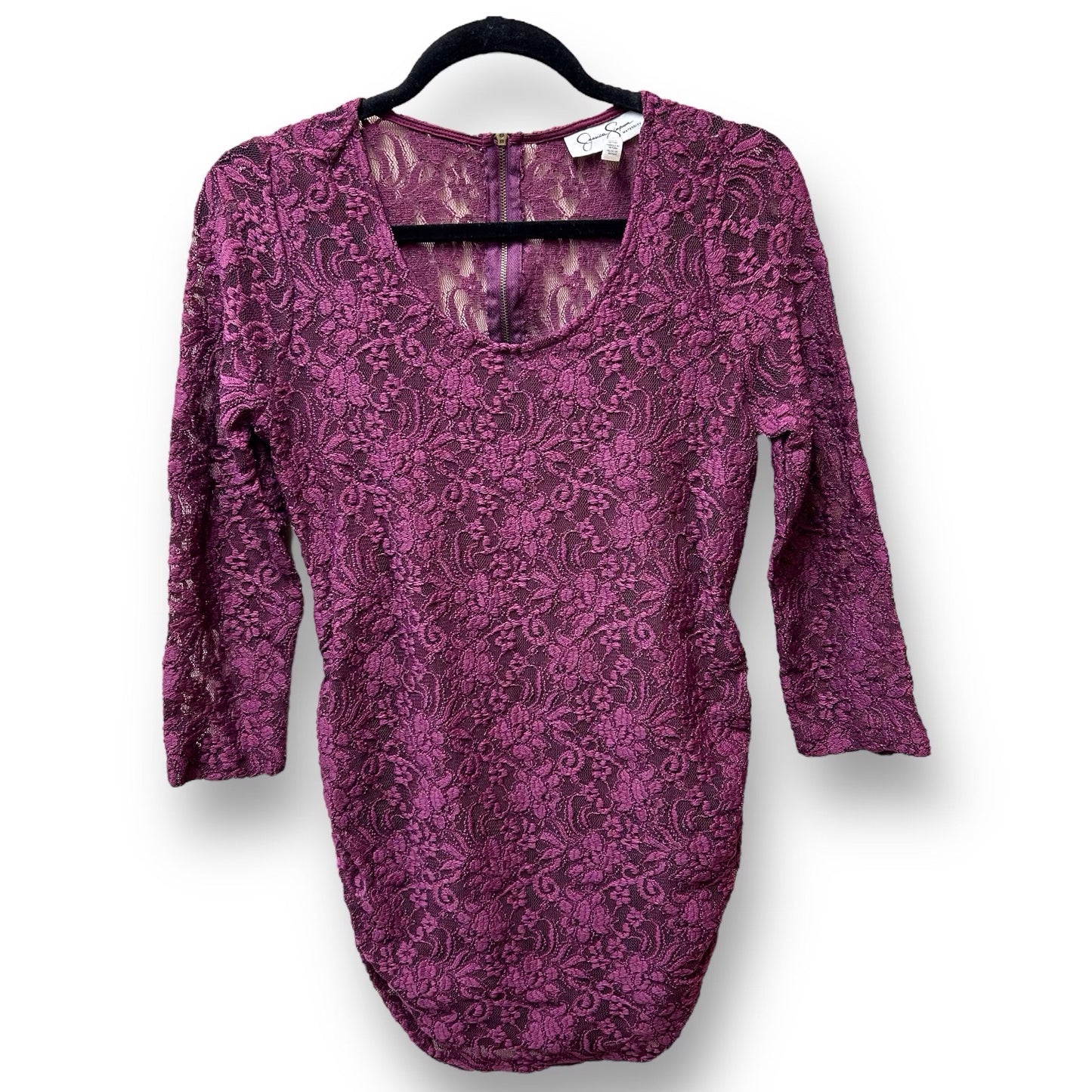 Jessica Simpson Size M Fuschia Lace Zipper-Back Maternity Blouse